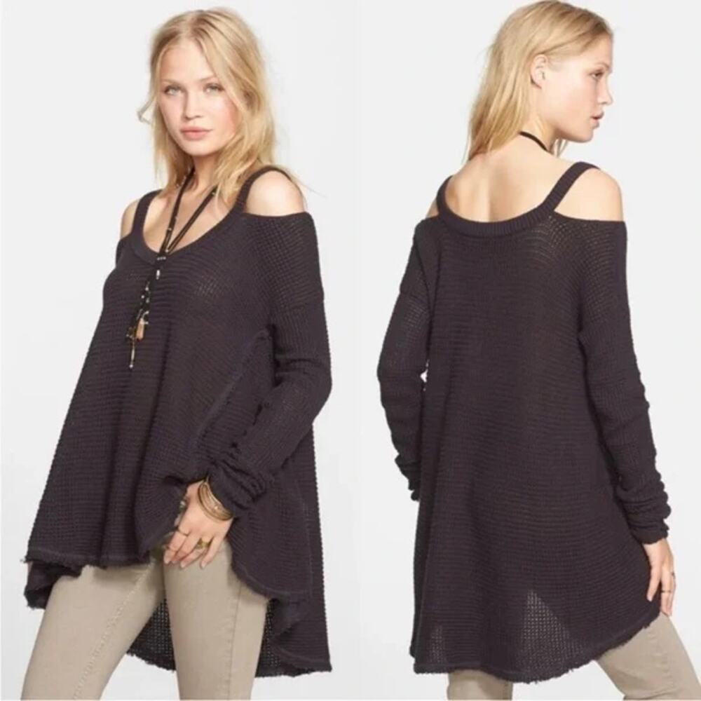 Free People Black Off-Shoulder Sweater